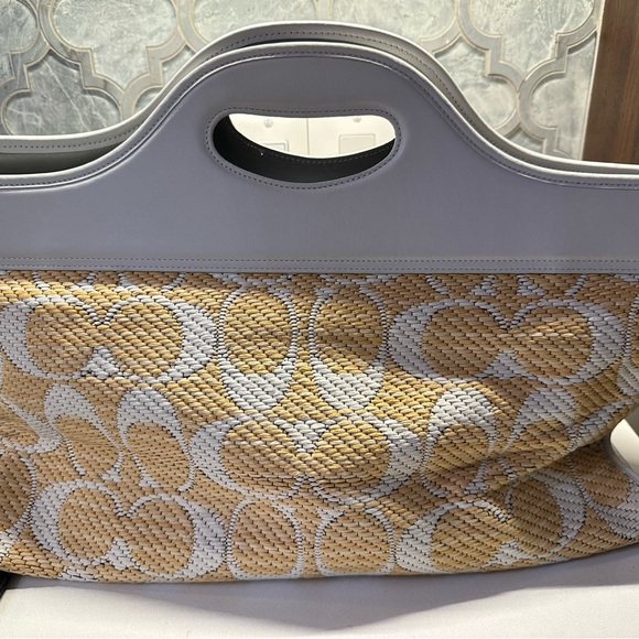 Coach raffia and leather pool bag - Picture 2 of 9